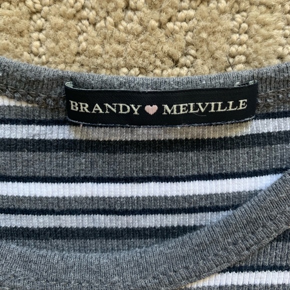 Brandy Melville Black and White striped top - Picture 2 of 2